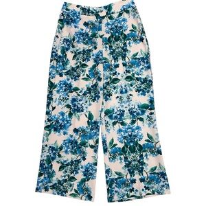 TUCKERNUCK Sateen Floral High Waist Wide Leg Ankle Cropped Pants XS